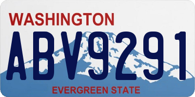 WA license plate ABV9291