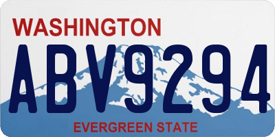 WA license plate ABV9294