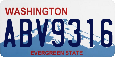 WA license plate ABV9316