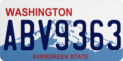 WA license plate ABV9363