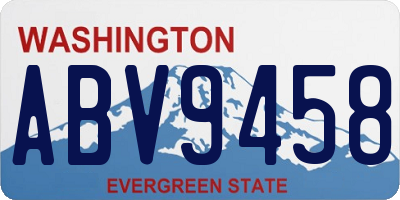 WA license plate ABV9458
