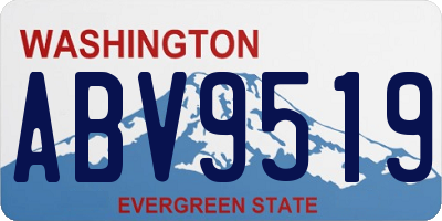 WA license plate ABV9519