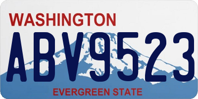WA license plate ABV9523