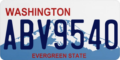 WA license plate ABV9540