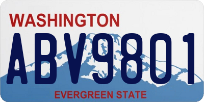 WA license plate ABV9801
