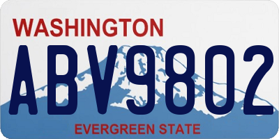 WA license plate ABV9802