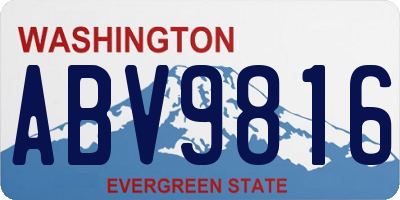 WA license plate ABV9816