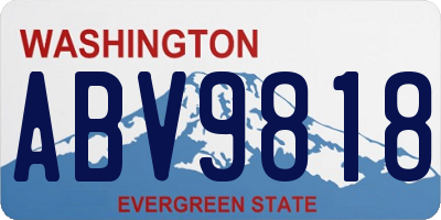 WA license plate ABV9818