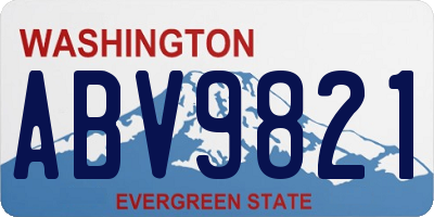 WA license plate ABV9821