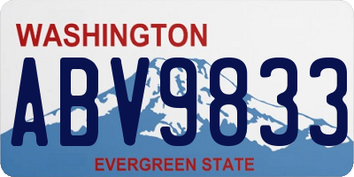 WA license plate ABV9833