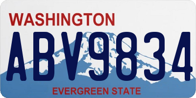 WA license plate ABV9834