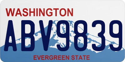 WA license plate ABV9839