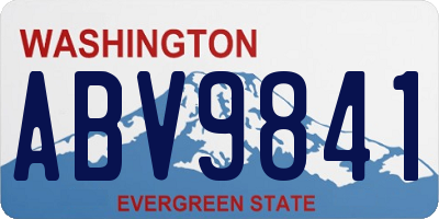 WA license plate ABV9841