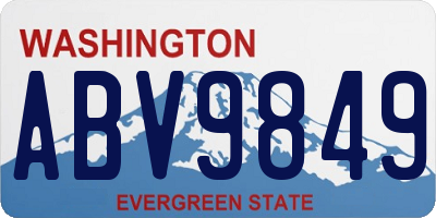 WA license plate ABV9849