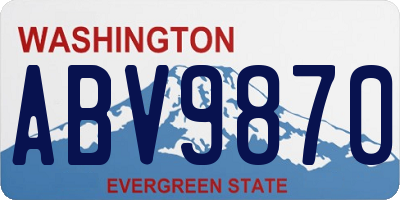 WA license plate ABV9870