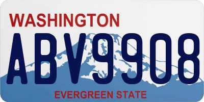 WA license plate ABV9908