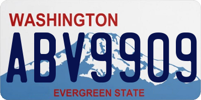 WA license plate ABV9909