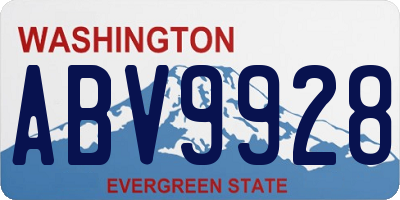 WA license plate ABV9928