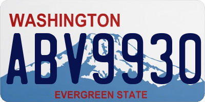 WA license plate ABV9930
