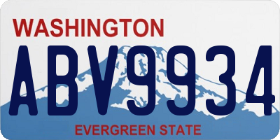 WA license plate ABV9934