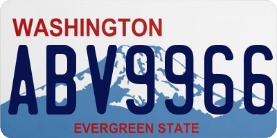 WA license plate ABV9966