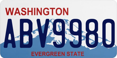 WA license plate ABV9980