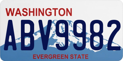 WA license plate ABV9982