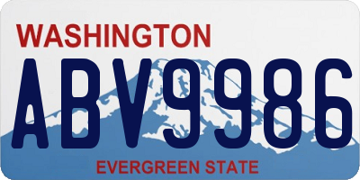 WA license plate ABV9986