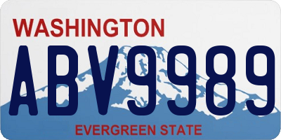 WA license plate ABV9989