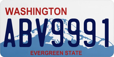 WA license plate ABV9991