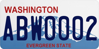 WA license plate ABW0002