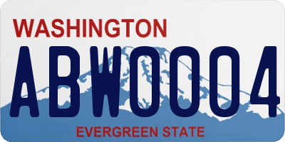 WA license plate ABW0004