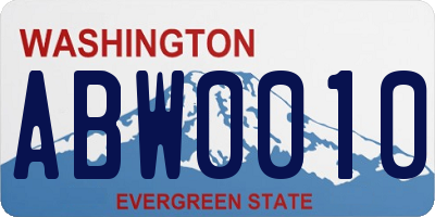WA license plate ABW0010