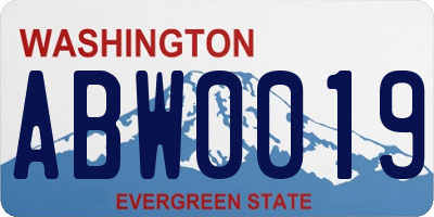 WA license plate ABW0019