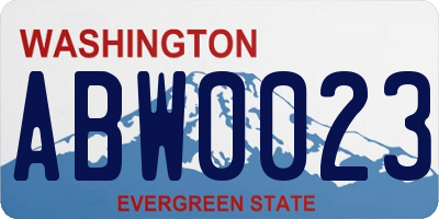 WA license plate ABW0023
