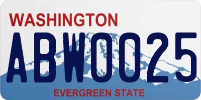 WA license plate ABW0025