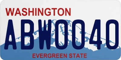 WA license plate ABW0040