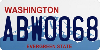 WA license plate ABW0068