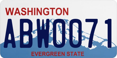 WA license plate ABW0071