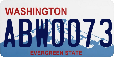 WA license plate ABW0073