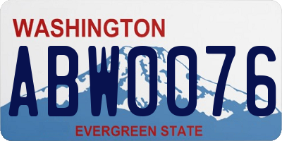 WA license plate ABW0076