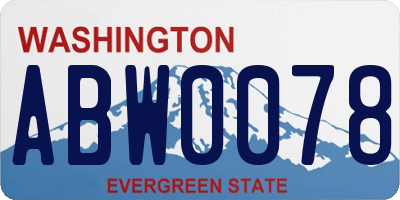 WA license plate ABW0078