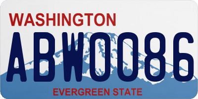 WA license plate ABW0086
