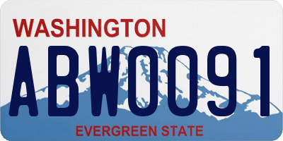 WA license plate ABW0091