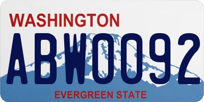 WA license plate ABW0092