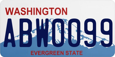 WA license plate ABW0099