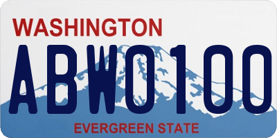 WA license plate ABW0100