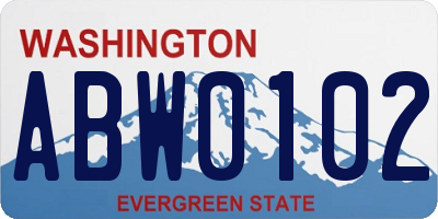 WA license plate ABW0102