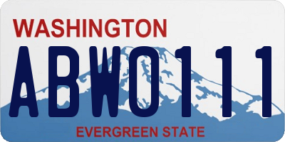 WA license plate ABW0111