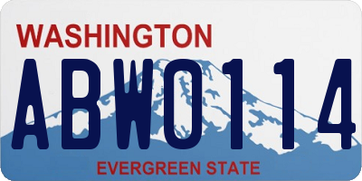 WA license plate ABW0114